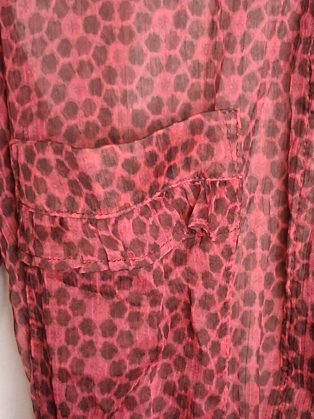 Misa Los Angeles Anika Mini Dress In Cardinal Tile Print S Sheer Chiffon Boho - Picture 5 of 12